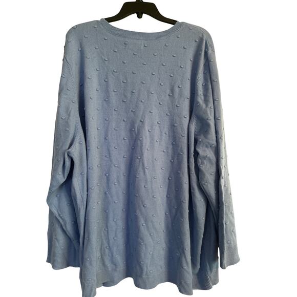 GUC Croft & Barrow Medium Blue Color Sweater Swiss Dots Crew Neck Size 4X - Picture 2 of 6